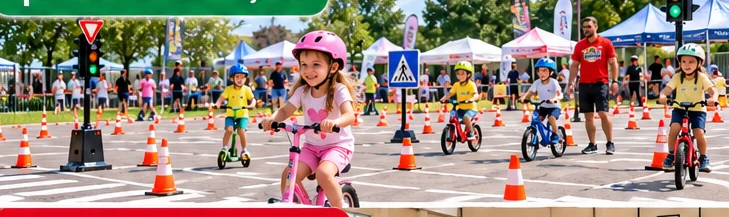 AI-illusztráció szabadtéri, ideiglenes mobil KRESZ-pályáról